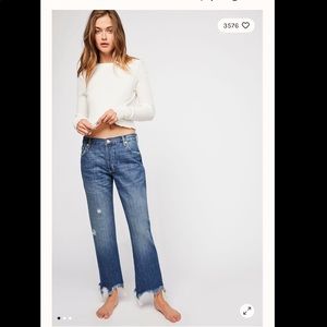 We The Free Maggie Mid-Rise Wide Leg Distressed